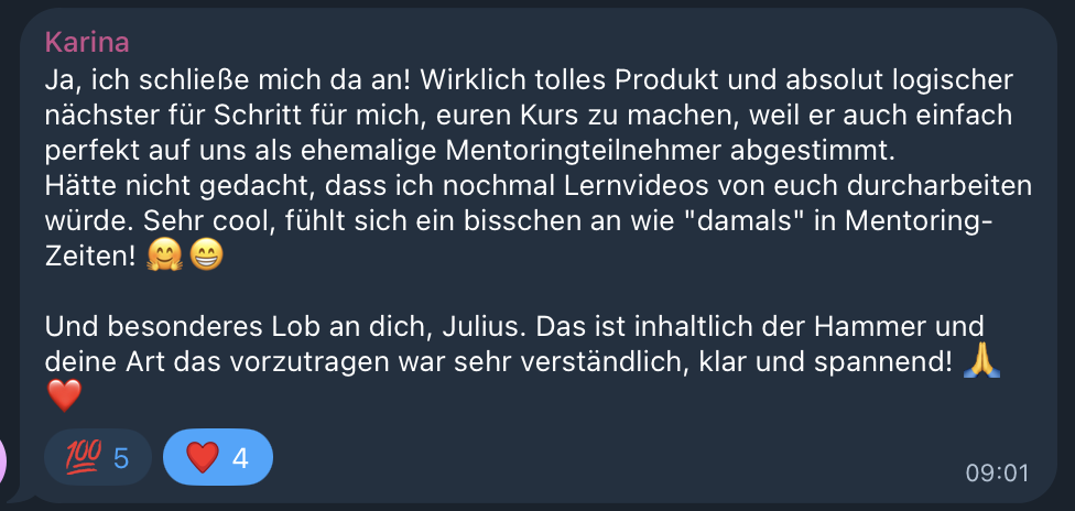 Testimonial von Karina